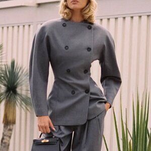 Helsa The Curvilinear Blazer Charcoal Gray Quiet Lux XSmall